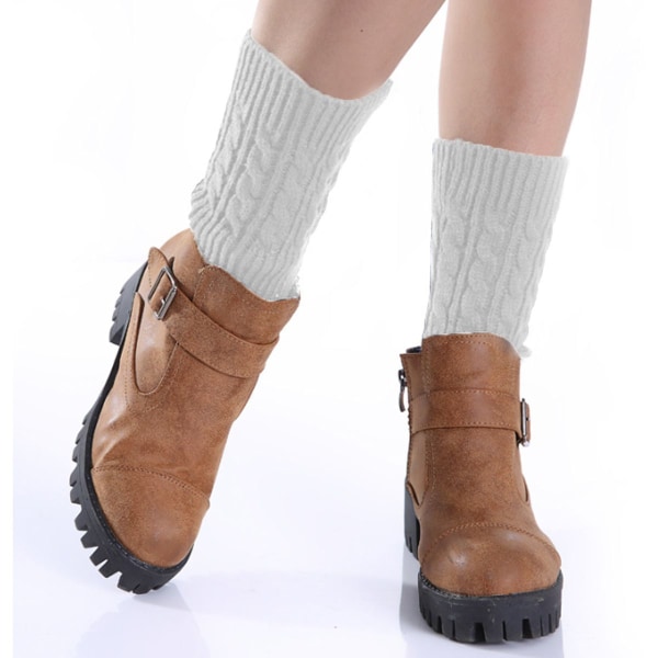 3 par varme strikkede vinterstøvler til kvinder manchet sokker korte ben kombination 1 KLB