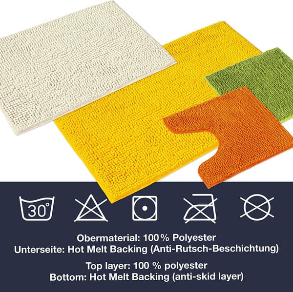 Grå bademåtte - Modulære sæt - Skridsikker, absorberende og blød - 50x80cm