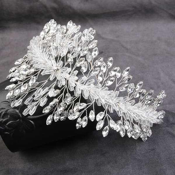 Hårtillbehör med kristallkrona, silver diadem