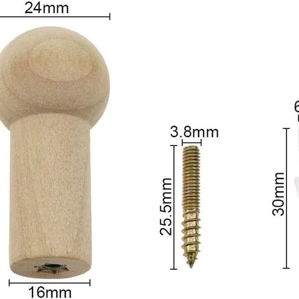 Puuvaatekoukku, seinäkoukku luonnonpyökistä, ruuvilla 2,5
