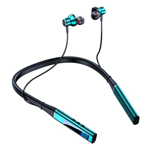 Bluetooth-hodetelefoner i øret, hodetelefoner trådløse sportsgrønne