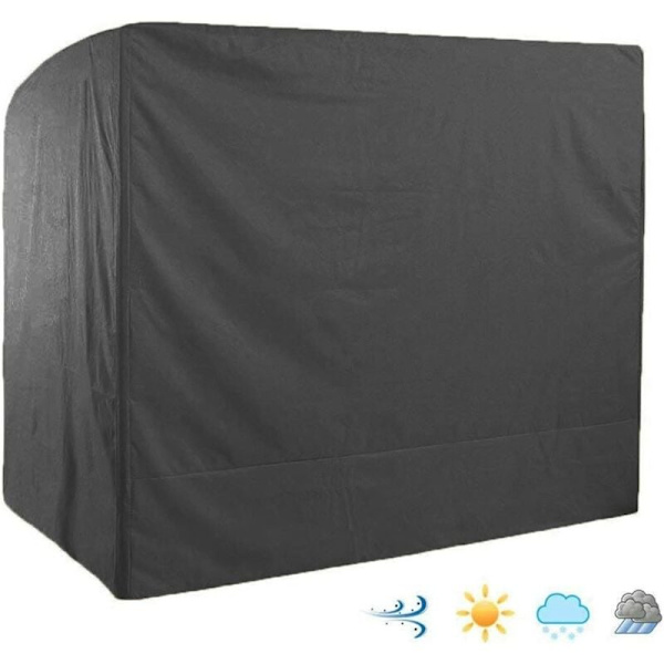 Vandtæt 3-personers havestolbetræk, 220x125x175cm 210D Oxford Anti-UV gyngebetræk udendørs gynge beskyttelsesbetræk-sort KLB