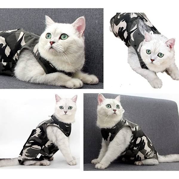 Kirurgisk Genopretningsbeklædning til Kat Medicinsk Sårvest Anti-Slik Beskyttelse til Hund Kat Små Dyr Camouflage L