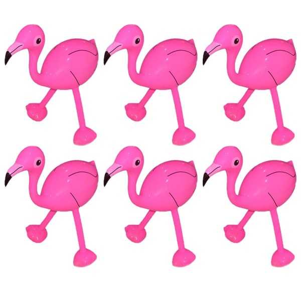 6 kpl puhallettava vaaleanpunainen flamingo - juhlakoriste KLB