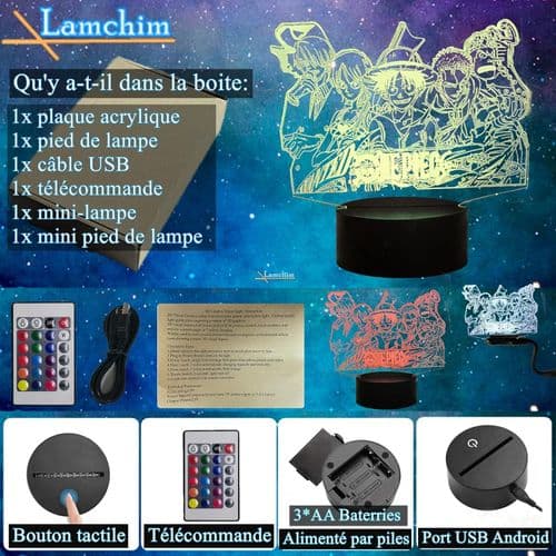 Natlampe 3D LED Illusion Bordlampe 16 Farvevariationer Actionfigur Lampe