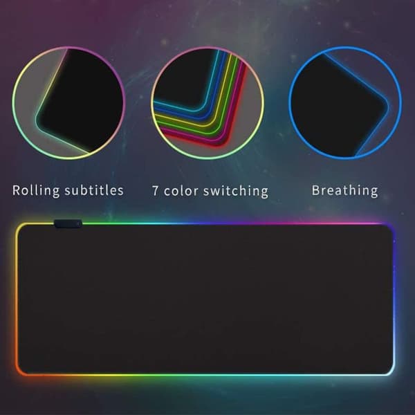 RGB Gaming Musematte 8 Lysmoduser Sklisikker Gummi 800x300x4mm