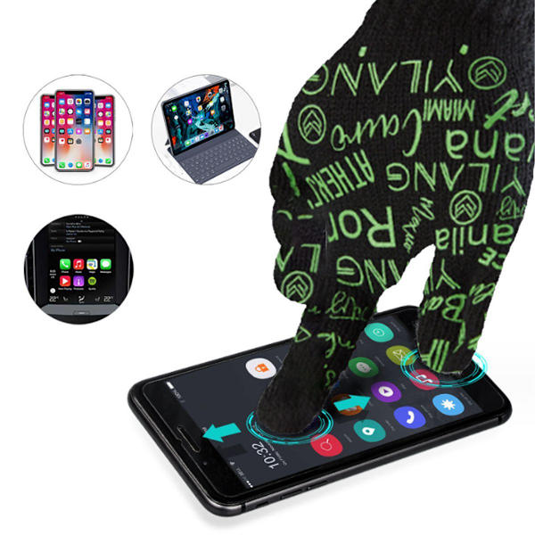 Dam herr vinter touchscreen handskar varma stickade sms-vantar gröna KLB