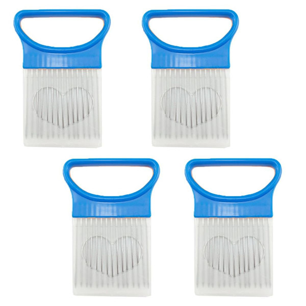 4-pack lökskärare, grönsaks- och tomathållare, blå