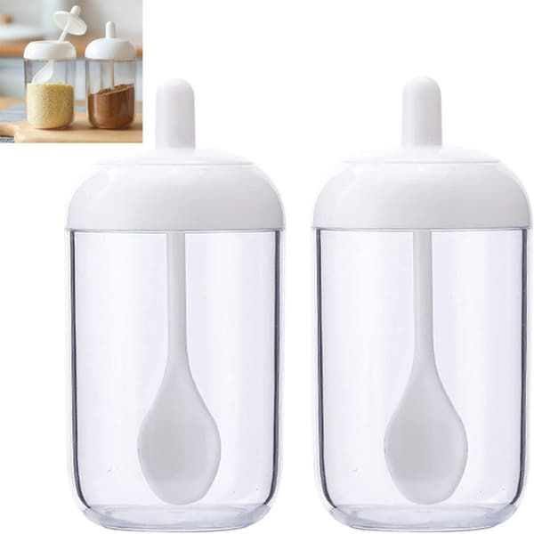 2-pack kryddburkar, vit transparent kryddställ, kryddburk med KLB