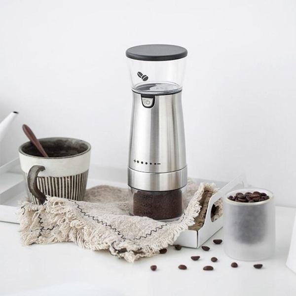 USB-oppladbar kaffemaskin, elektrisk kaffekvern (rustfritt stål)