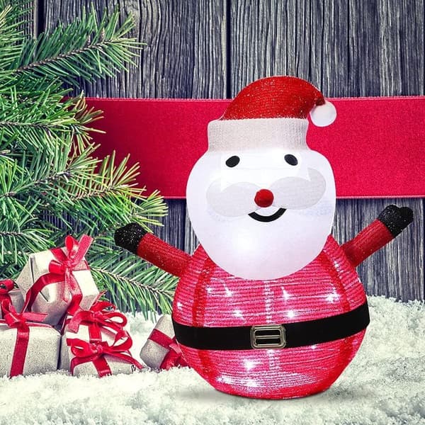 Hopfällbar belyst tomte med LED-belysning, vit