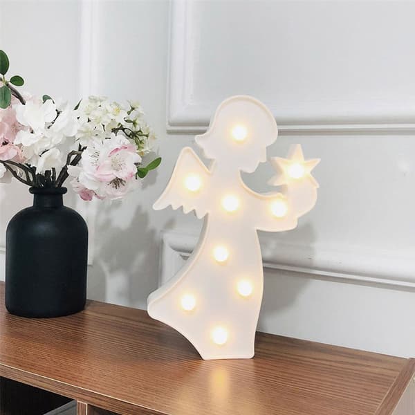 Plastisk LED-engel fe-form nattlampe dekorasjonslys KLB