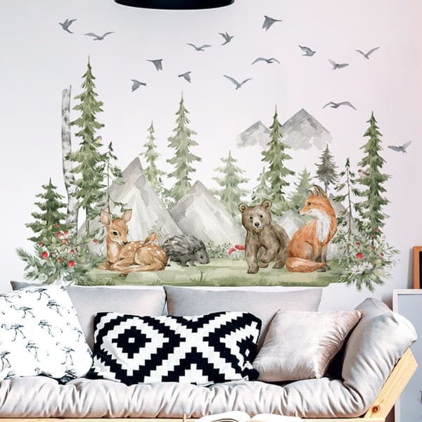 Mountain Wall Stickers Large Tree Wall Stickers Peel and Stick Forest Tree Forest KLB