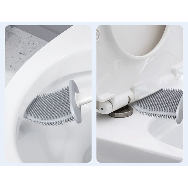 (Musta) WC-harja, Silikoni WC-harja nopeasti kuivuvalla monitoimiharjapäällä, Seinälle kiinnitettävä WC-harja kylpyhuoneeseen