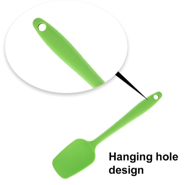 En-delt silikonspatel, skuffe, husholdningsbakeverktøy, liten, grønn
