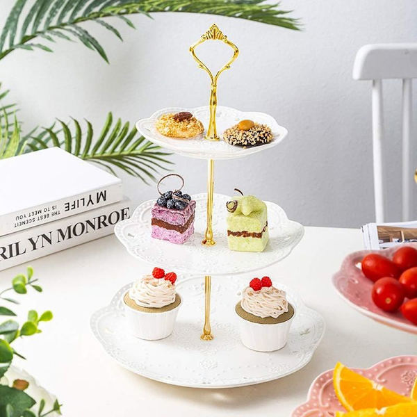 3-delad cupcake, ostbricka, cupcake dessertställ, kakställ