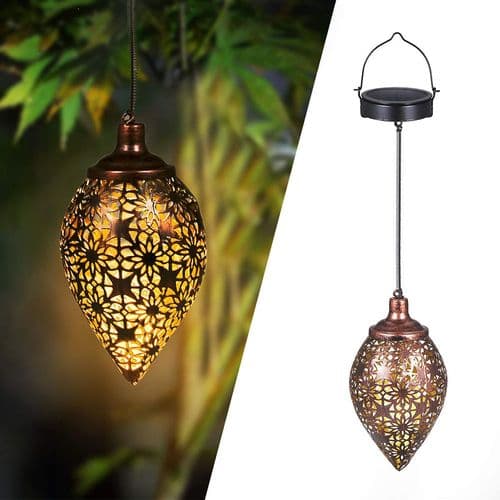 Solcellslykta för utomhusbruk, Go?rvitor LED solcellslykta hängande, dekorativ metall