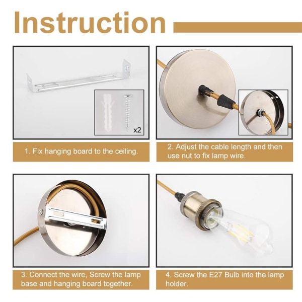 Mini Industriell Hengelampe Unik Vintage E27 Sokkel Svart Vevd Stoff Hengelampe Justerbar Ledning Hengelampe Sett
