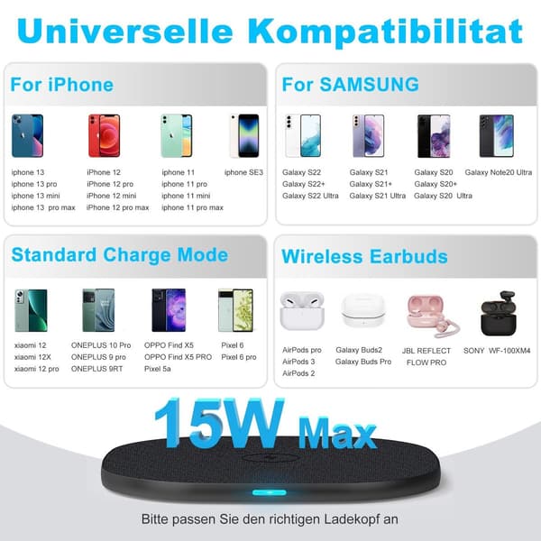 Hurtig trådløs oplader, induktiv ladestation Qi ladestation