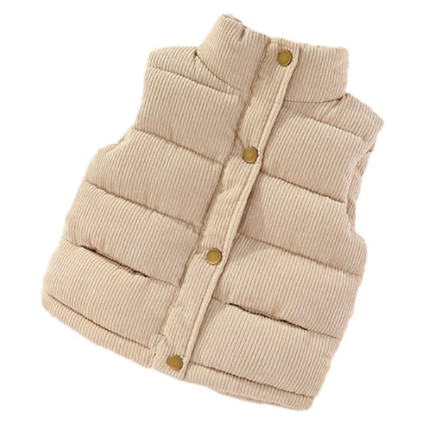 Varm puffer väst med huva för flickor och pojkar ytterkläder med beige KLB