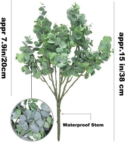 Sæt med 3 Eucalyptus Blade Gren Løvværk Kunstige Blomster Kunstige