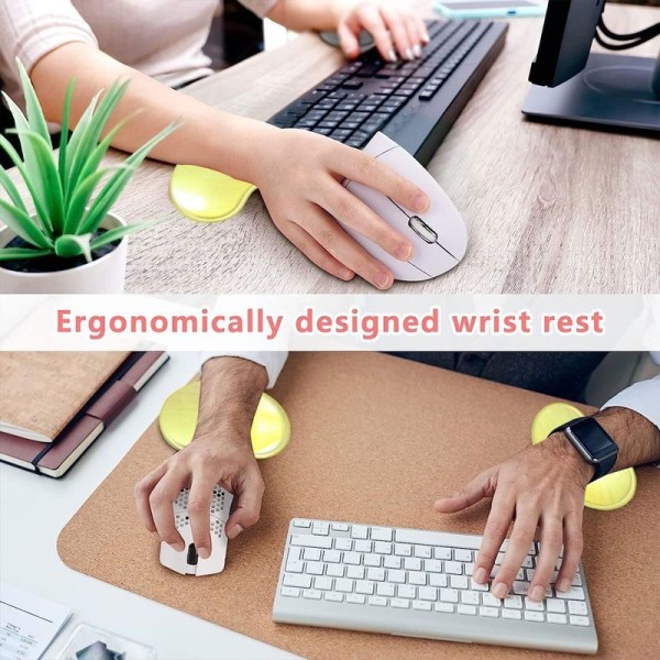 Ergonominen silikoni rannehiirimatto läpinäkyvä rannetuki keltainen