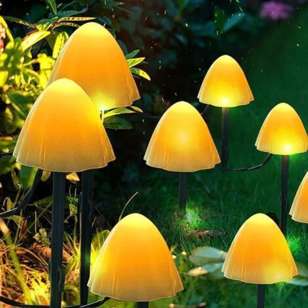 Vattentäta Solcellslampor för Utomhus, LED Solcellslampor för Trädgård, Svampformade Fairy String Lights, 3.8m 12 Lampor