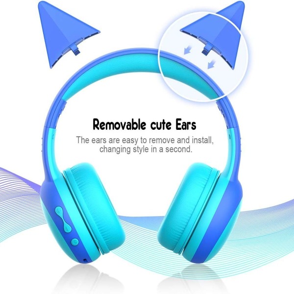 Bluetooth-headset for barn med mikrofoner, blå