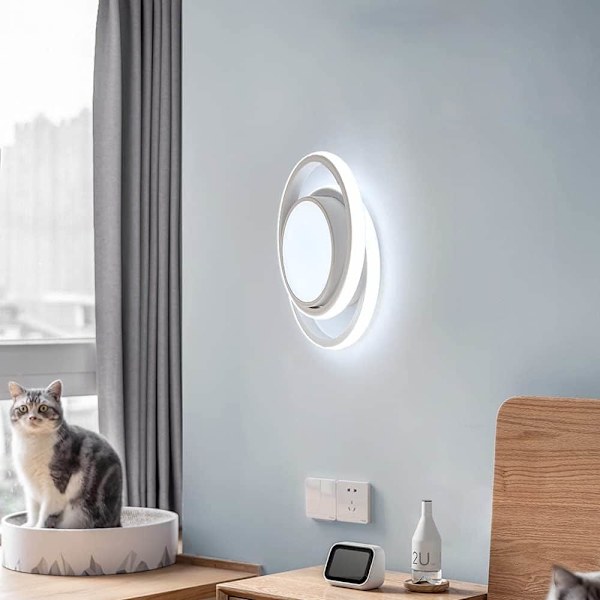 LED-taklampa, 32W rund taklampa, modern taklampa för hall sovrum badrum kök vardagsrum, kallvitt, längd 27cm