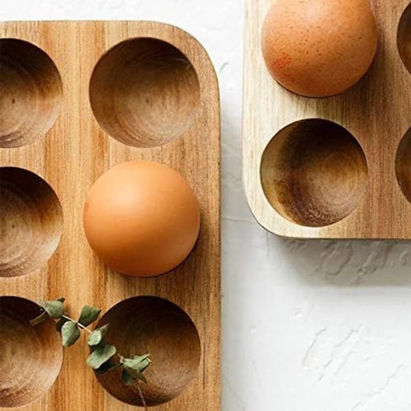 Ägghållare i trä med 12 hål för bänkskiva/bänkskiva/kylskåp