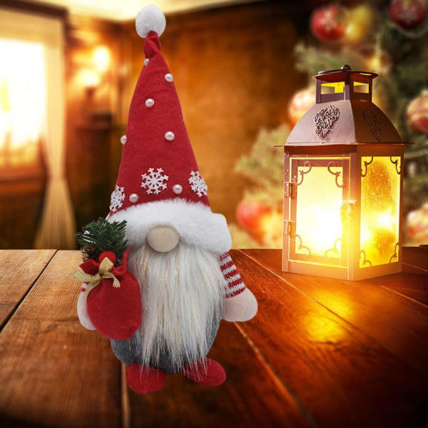 Jul Höst Gnome Dekoration Ansiktslös Docka för Butik Röd KLB
