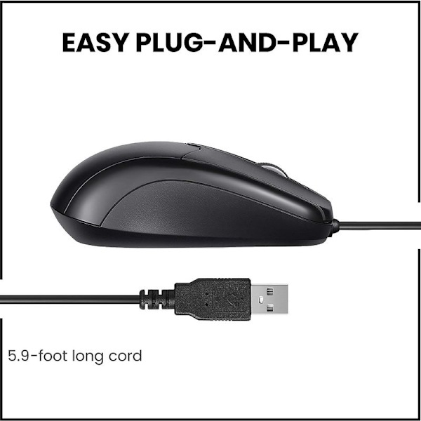 USB-johdollinen hiiri, erityisesti suunniteltu kannettaville tietokoneille, toimistoon, kompakti ja kannettava