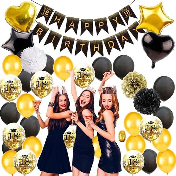 Fødselsdagspynt Sorte Guld Balloner Sorte Balloner Guld KLB