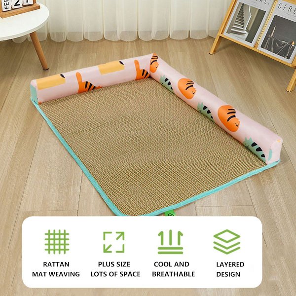 Rattan-lemmikkien viilentävä alusta, nukkumapaikka, liittimet M(19,7x15,75x1,1) KLB