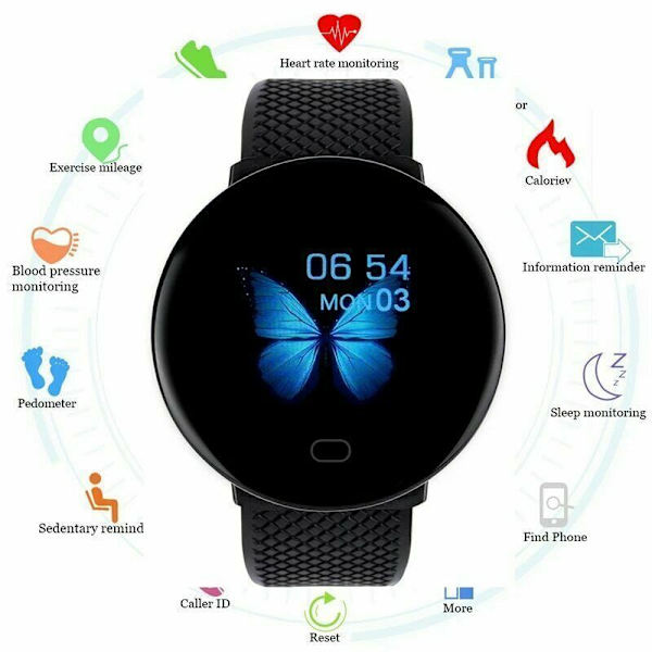 Smartklokke med pulsmåler og blodtrykksmonitor$ Smart armbånd, pulsmåler