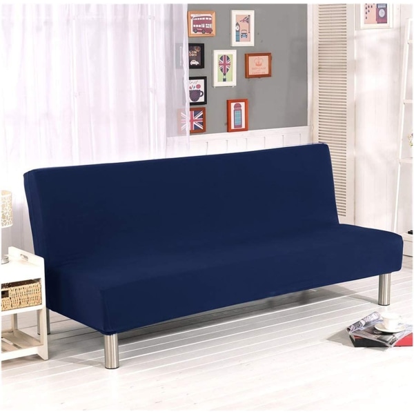 Elastisk Clic Clac-trekk for 3-seters sofa, trekk i ensfarget stue, marineblå