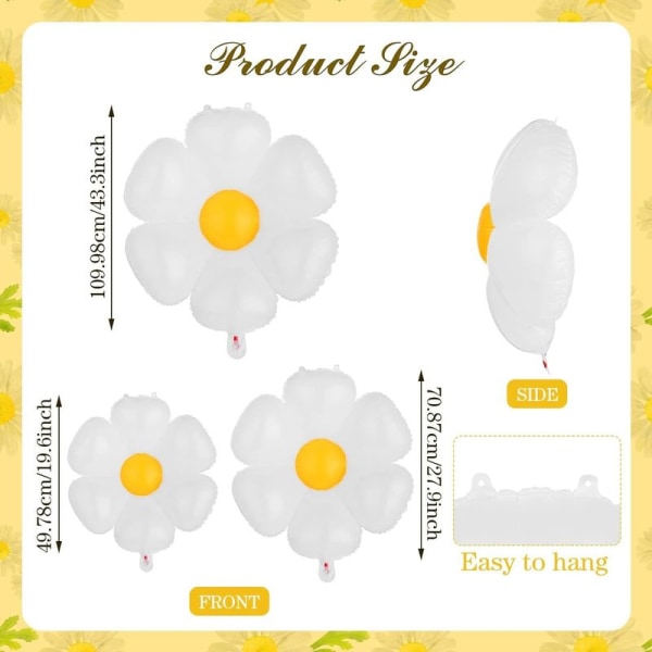 Daisy folie ballong, ballonger, hvit blomst