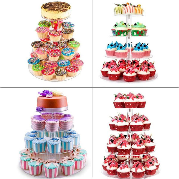 Cupcake-ställ, fyrkantig cirkulär akryl cupcake-displayställ,