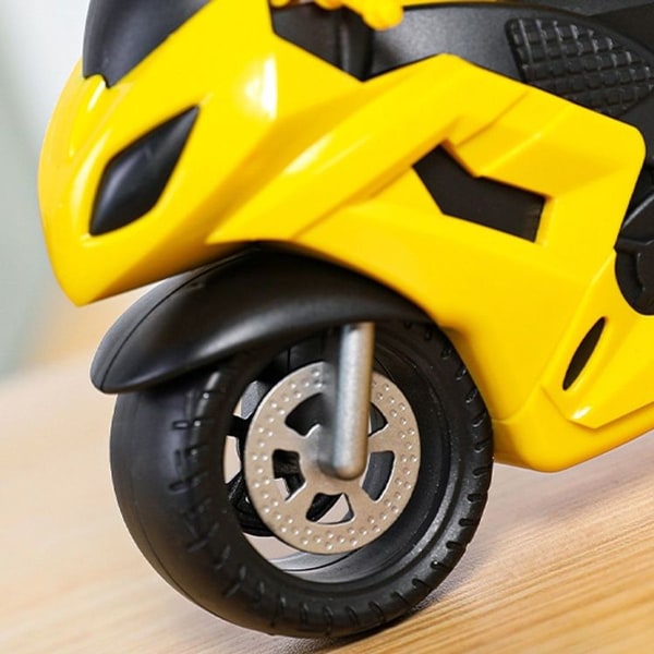 Motorcykelväckarklocka Ornament Kreativ presentklocka för barn (gul racerbil)