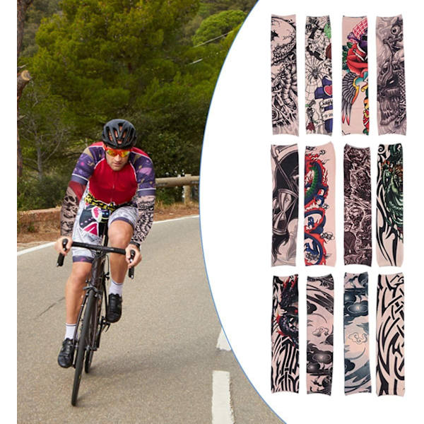 To par (X01+X02, One Size) UV-solbeskyttende ærme tatoveringsmønster Genanvendelig solbeskyttelse Arm Cover Ice Cooling Sleeves til kvinder