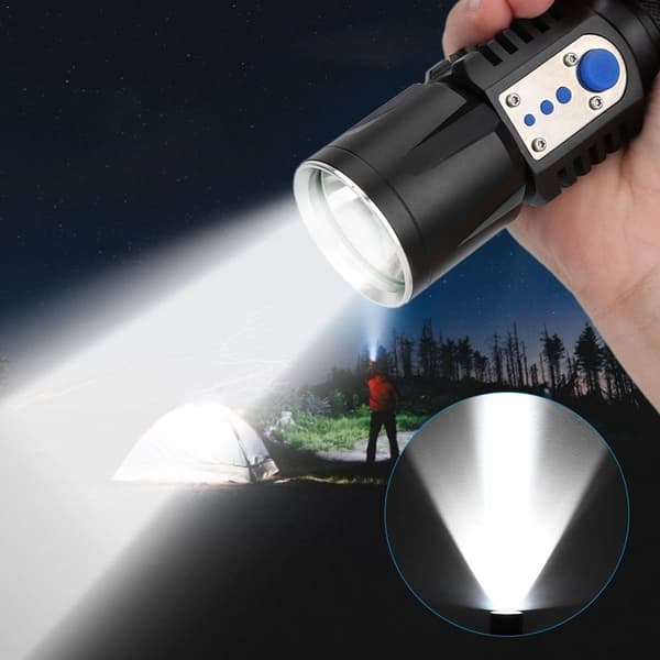 USB-ladattava ulkoilun LED-taskulamppu, kirkas taskulamppu KLB