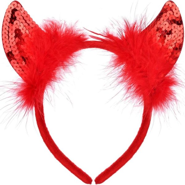 Tilbehør Christmas Xmas Holiday Red Devil Horn Sequin Fur