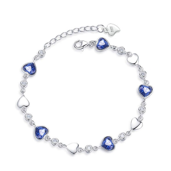 Klassisk sølvarmbånd for kvinner med blå zirkonsteiner
