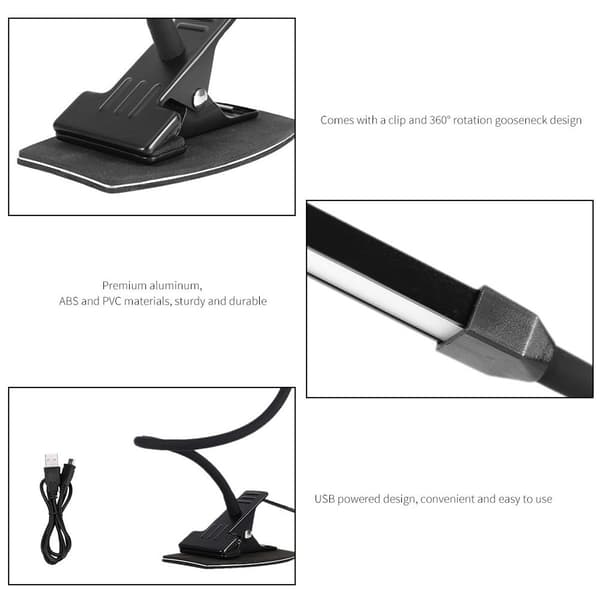 Moderne sort USB LED skrivebordslampe med klemme KLB