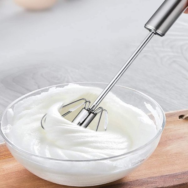 Æggepisker, håndmixer, rustfrit stål æggepisker, mælkeskummer, roterende omrører til pisk, slå, røre