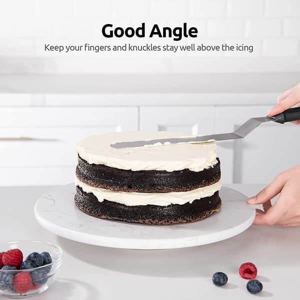 Offset Spatula Sæt af 3 med 6\" 8\" 10\" Blad, Rustfrit Stål Kage Dekoration Icing Spatula, Sæt af 3 (Sort)