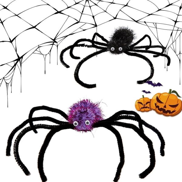 Halloween-koriste, iso hämähäkkipäähine, musta leski päähine KLB