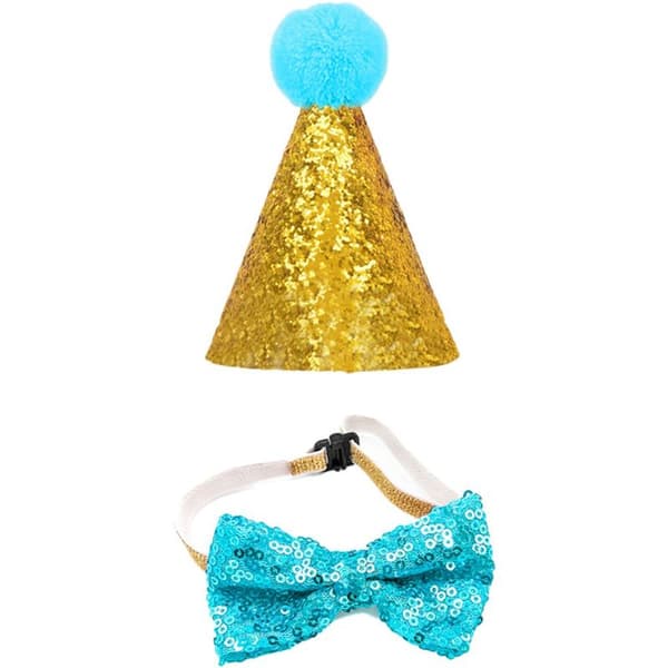 Jule kæledyrsfest jazzhat og blingbling butterfly slips væk blå