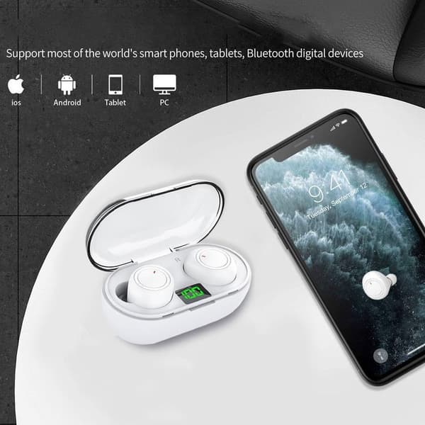 Trådløse Bluetooth-øretelefoner, Bluetooth 5.3 in-ear hvite