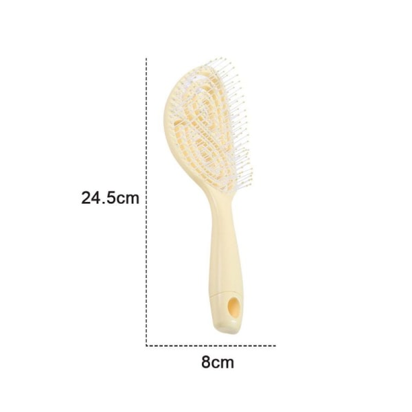 Ventilated detangling brush for wet and dry hair - massage comb - yellow